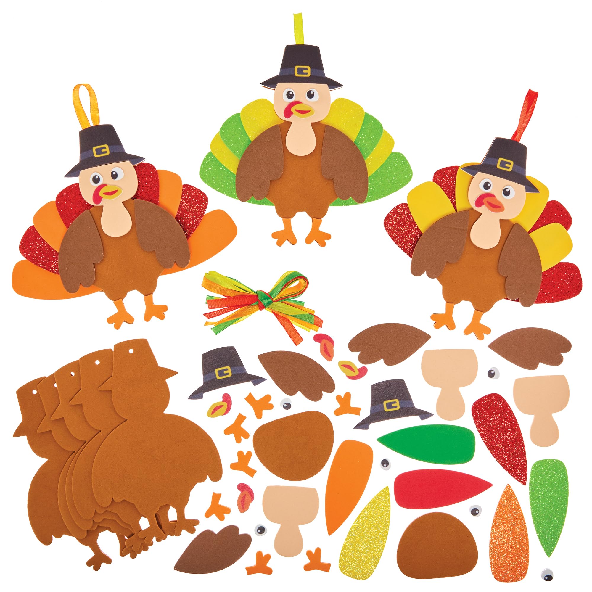 Baker Ross FN019 Thanksgiving Turkey Mix & Match Decoration Kits - Pack of 8, Thanksgiving Decoration Craft Kits for Kids
