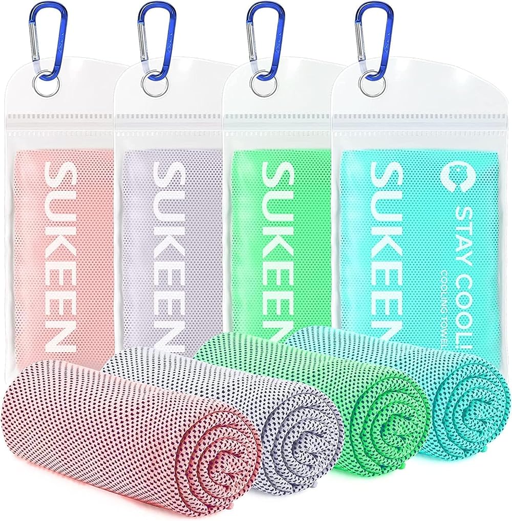 Sukeen 4 Pack Cooling Towel 40x12 In Premium Quick Dry Neck Wraps
