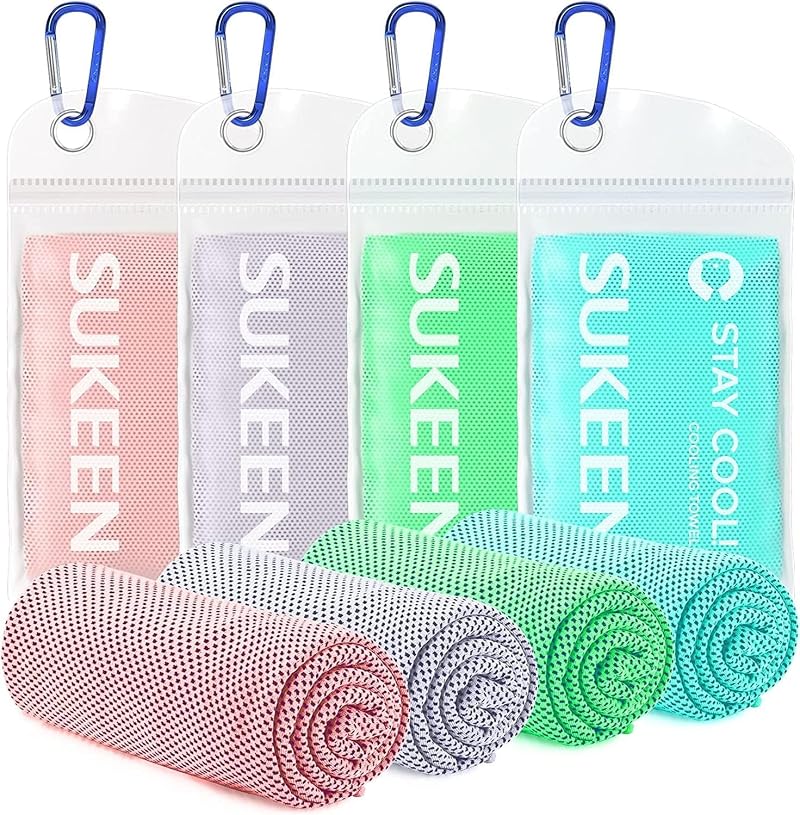 Sukeen 4 Pack Cooling Towel 40x12 In Premium Quick Dry Neck Wraps