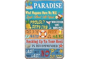 VIODENL Metal Sign Paradise Pool Rules Tin Sign Vintage Pool Patio Wall Decoration Swimming Pool Sign Outdoor Decor Pool Sign 12x17 Inches