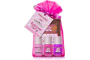 Piggy Paint | 100% Non-Toxic Girls Nail Polish | Safe, Cruelty-free, Vegan, & Low Odor for Kids | Rainbow Party (3 Polish + Nail Art Gift Set)