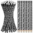 Chinco Music Pencils Music Note Pencil Music Pencils for Students Bulk Round Fun Pencils Woodcase with Eraser for Students Kids Party Favors Classroom Supplies(48 Pieces)