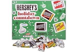GALERIE Hershey's Holiday Countdown, Milk Chocolate Kisses and Miniatures Candy Bars Inside, Christmas Advent Calendar Activity, 7.44 Ounces