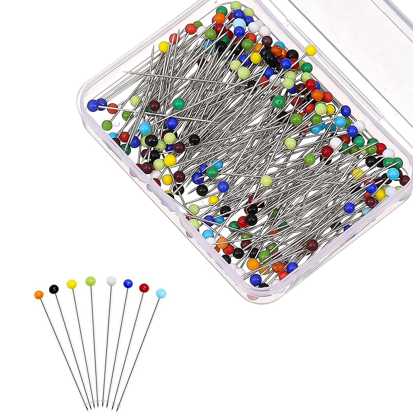500 Pcs Glass Head Dressmaking Pins – Sharp, Multicolored, Ideal for Dressmaking, Quilting, Jewelry & Crafts