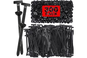 CRAZYTHUR Cable Tie Buckle zip tie，300Pcs Nylon Universal Cable Tie Buckle of Self-Locking T Rivet, New Multifunctional Grip Auto Zip Ties Buckles Tool Fasteners for Bumper Fender Liner Door Panel