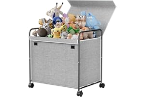 Aratan Kids Toy Box,117L Large Capacity Toy Chest Box with 360°Wheels, Toy Storage Organizer Box with Lid,Toy Bin for Kids Girls Boys, Clothes,Playroom, Nursery,Bedroom, Living Room (Gray).