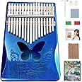 Kalimba 17 Keys, DSSPORT Portable Finger Piano with Tune Hammer and Music Books Set, Wood Thumb Piano Music Gifts for Kids Adults Beginners and Music Lovers (Blue-17key)