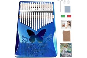 Kalimba 17 Keys, DSSPORT Portable Finger Piano with Tune Hammer and Music Books Set, Wood Thumb Piano Music Gifts for Kids Adults Beginners and Music Lovers (Blue-17key)
