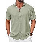 COOFANDY Mens Casual Button Down Shirt Short Sleeve Summer Shirt for Beach Vacation Resort Wear