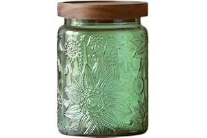 ANSQU 23.7 oz Vintage Glass Jar with Wood Lid - Airtight Storage for Tea, Coffee, Candy, Cookies, Jam, Laundry Detergent - Ki