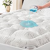 PRIMESOFT 100% Waterproof King Size Mattress Topper, Thick Pillow Top Mattress Pad,Up to 21 Inch Deep Pocket,Soft Breathable Mattress Pad for Back Pain, Protector Cover(White)