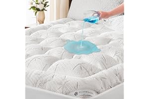 PRIMESOFT 100% Waterproof Queen Size Mattress Topper, Thick Pillow Top Mattress Pad，Up to 21 Inch Deep Pocket,Soft Breathable Mattress Pad for Back Pain, Protector Cover(White)