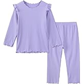 DIPUG Toddler Baby Pajamas Long Sleeve Ruffle Pajama Set for Girls Kids Solid Pjs Soft Sleepwear 12M-7Y