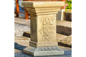 MOCOME 19" Tall Garden Pedestal Stand with Bow Design, Heavy Duty Magnesium Oxide Plinth, Weatherproof Outdoor Pedestal for Sculptures, Flower Pots, Decor – Sturdiness Plinth Base Statue Riser