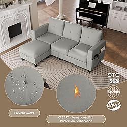 JAMFLY Convertible Sectional Couches for Living