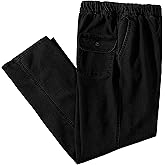 IDEALSANXUN Men’s Elastic Waist Loose Fit Denim Pants Casual Solid Jeans Trouser