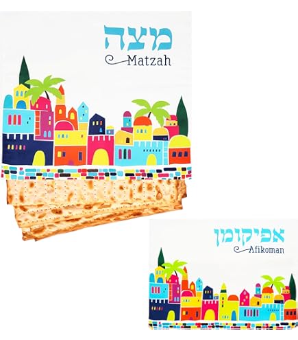 Passover Seder Silk Square Matzo Cover 15 With Afikoman Set 3 Pocket Matzah Holder Fits Square Matzos Or Round Matzot Matching Afikoman Bag Renaissance Pesach Seder Decoration Dinnerware