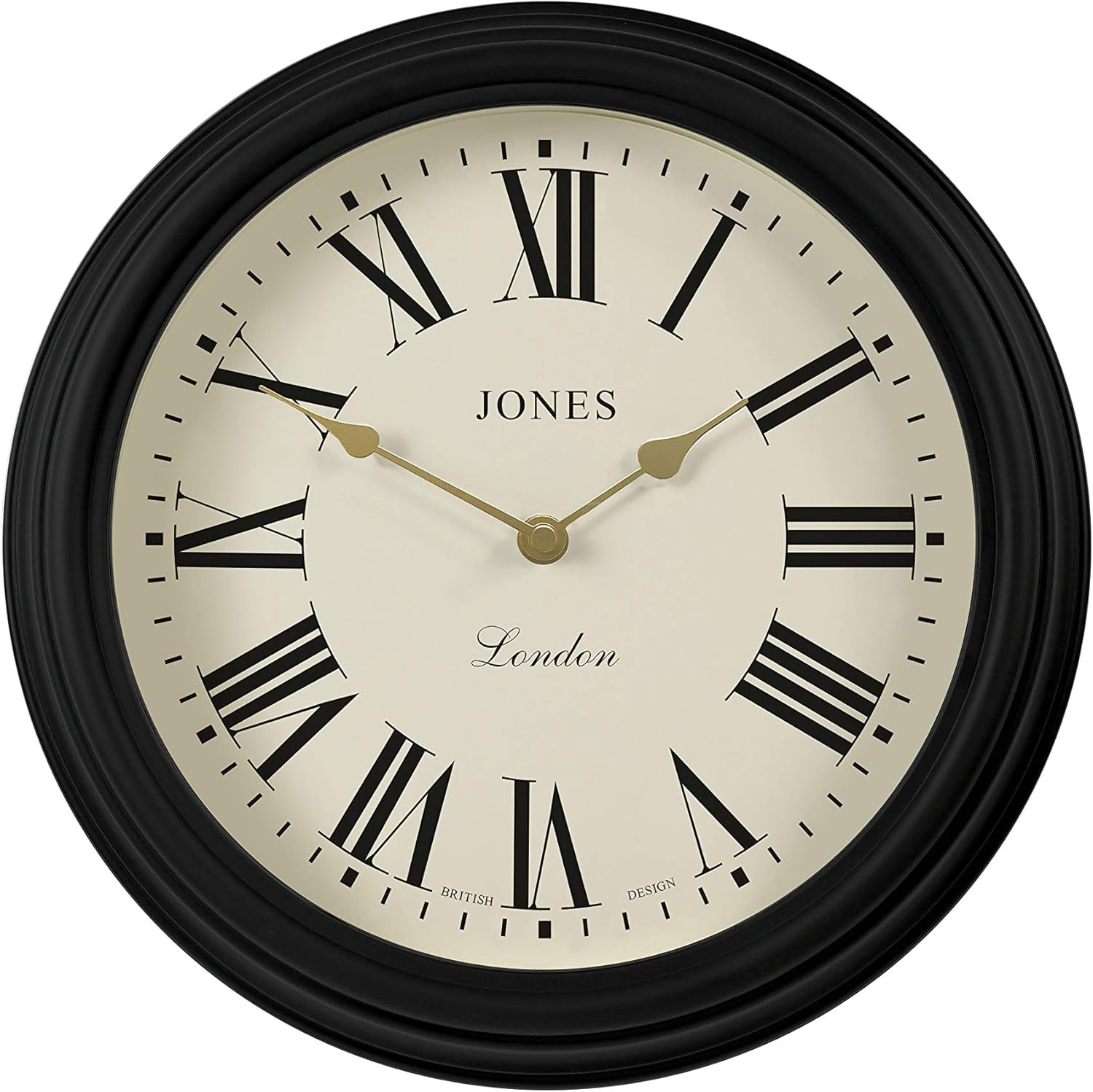 Jones Clocks® Wall Clock Classic Traditional Design With Clear