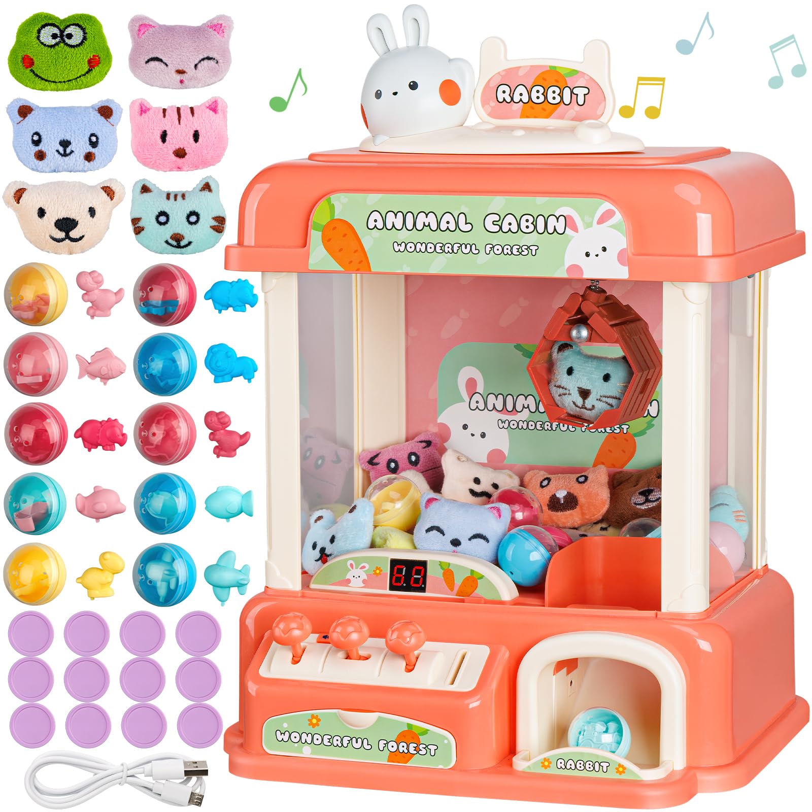 bessome Rabbit Claw Machine for Kids with Mini Prizes|Candy Machine Toys for Ages 8-13 Girls and Adults|Birthday Gifts for 6 7 9 10 12 Years Old