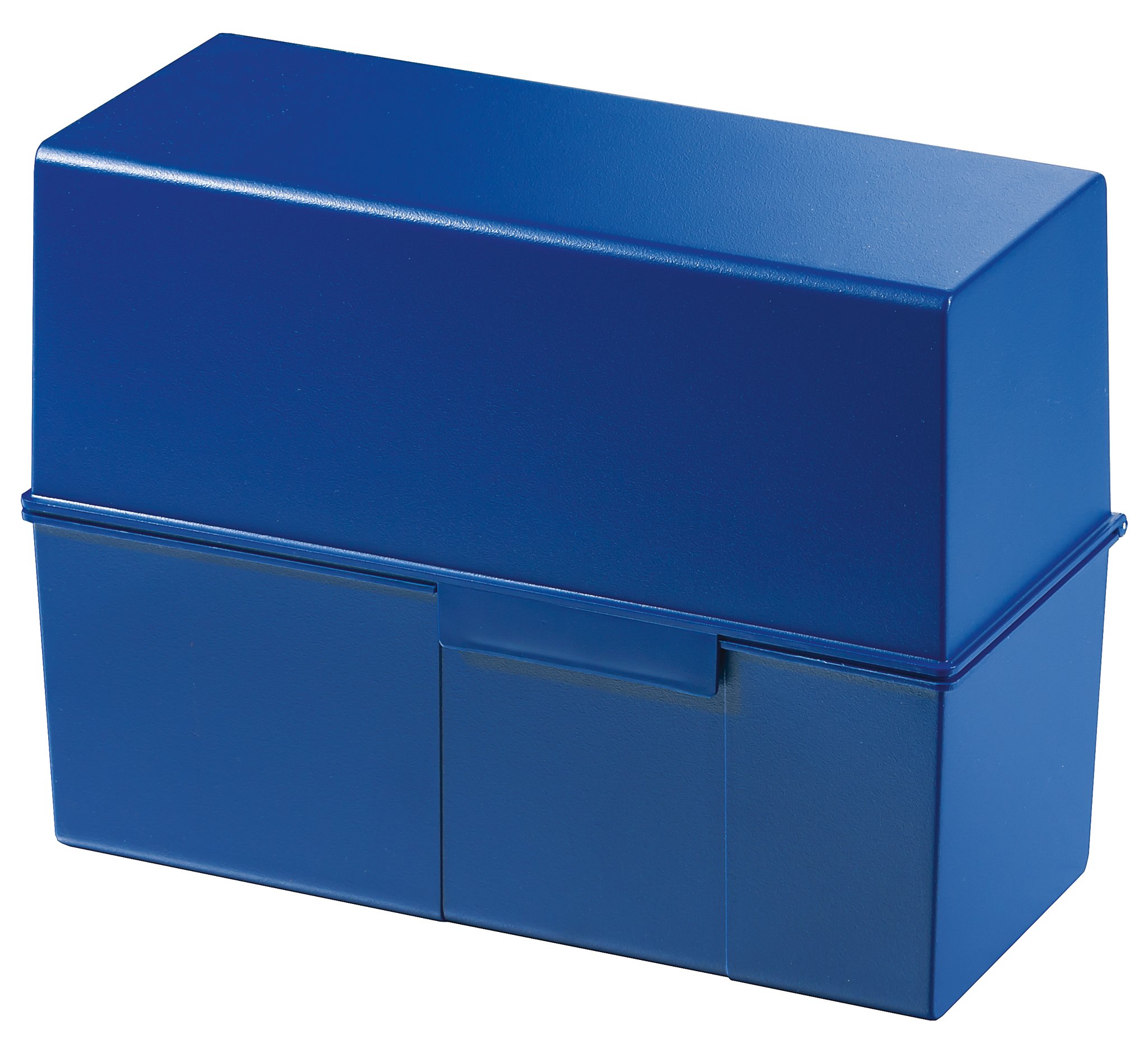 HAN 975-14, Card index box A5 landscape. Innovative, attractive design holds a maximum of 500 cards with steel hinge, blue - various colours to choose from โ image 1