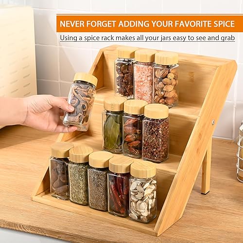 mllusxg Bamboo Spice Rack Organizer for Kitchen Drawer, Cabinet