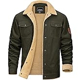 KEFITEVD Men's Winter Fleece Jacket Sherpa Lined Cargo Jackets Casual Trucker Coat Work Winter Thick Warm Coat