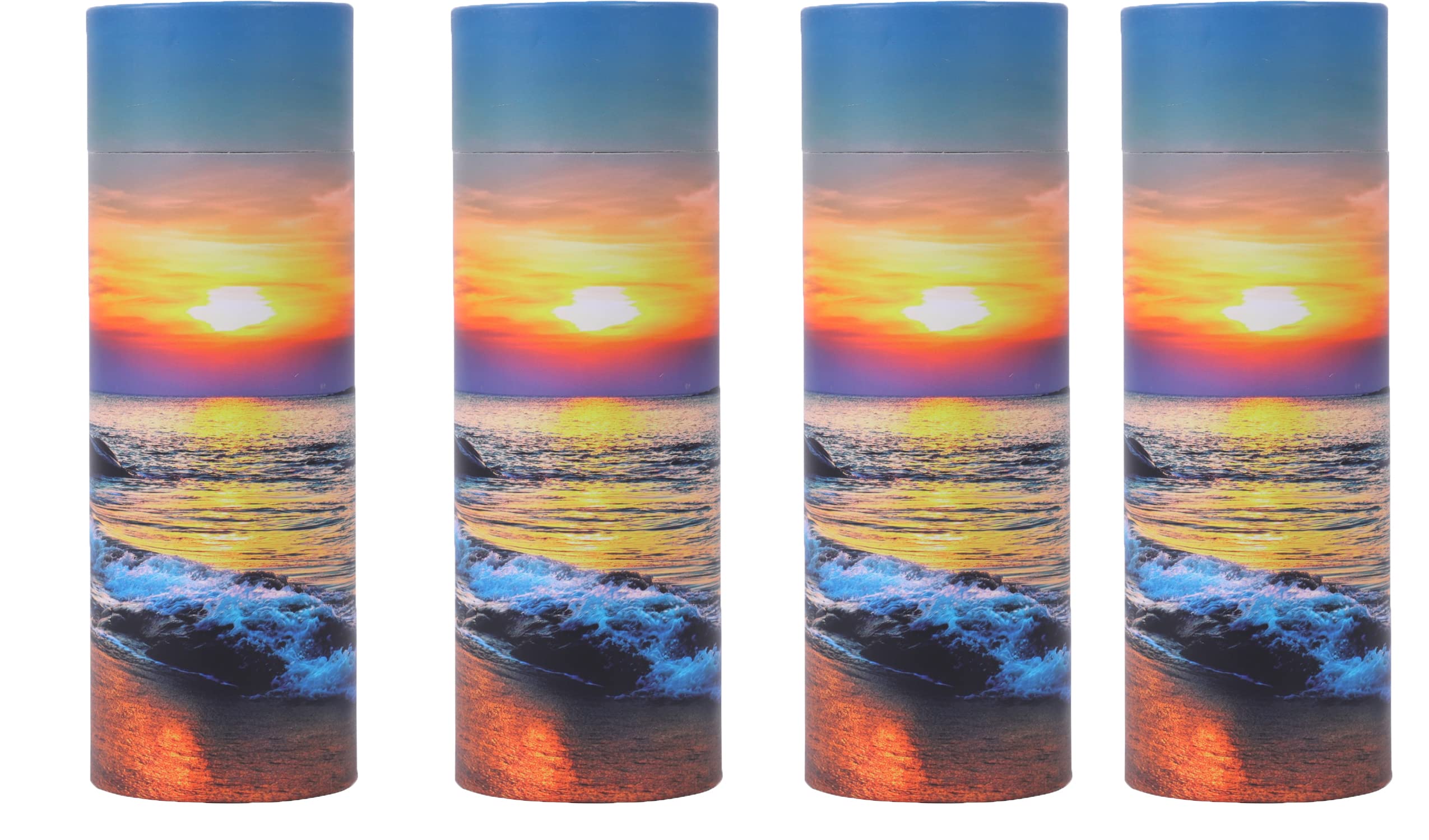 Ocean Sunset Scattering Urn – Biodegradable Scatter Tube for Ashes - Cremation Urn for Adult Ashes (Set of 4)