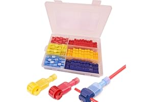 Amlits 120 PCS T-Tap Wire Connectors, Self-Stripping Quick Splice Electrical Wire Terminals, Insulated Male Quick Disconnect Spade Terminals Assortment Kit with Storage Case