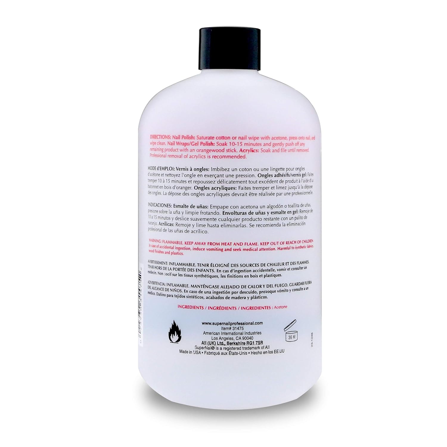 Super Nail Pure Acetone, 16 fl. oz. : Nail Polish Removers : Beauty