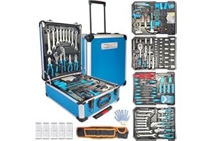 Arcwares 799pcs Aluminum Trolley Case Tool Set Silver, House Repair Kit Set, Household Hand Tool Set, with Tool Belt