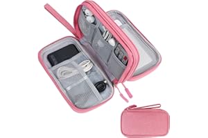Skycase Electronic Organizer Travel Case - Waterproof Travel Cord Pouches for Organization, Cable Organizer, All-in-One Double Layers Storage Bag for Accessories, Charger, Cable, Pink