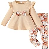Jecson Toddler Baby Girl Clothes: Cotton Soft Outfits Set A-Line Top & Butterfly-Print Pants Cute Fall Home Outdoor 6M-4Y