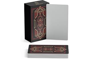 Metaphoracle Blank Tarot Cards with Design on Back - DIY Deck of 80 Cards to Create Your Own Oracle Tarot Deck - Sacred Geometry Design with Metallic Gold Foil - 4.75 inches x 2.75 inches (Red)