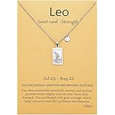 TGOLM 14k Gold Plated Zodiac Sign with Tarot Card Pendant Necklace Birthday Gift for Women