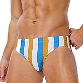 AIMPACT Mens Stripe Swim Briefs Retro Swimwear Sexy Bikini Swimsuit Print Bathing Suit