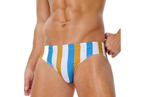 AIMPACT Mens Stripe Swim Briefs Retro Swimwear Sexy Bikini Swimsuit Print Bathing Suit
