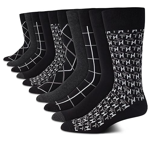 Tommy Hilfiger Mens Dress Socks - 10 Pack Comfort Stretch Breathable Casual Work Crew Socks for Men (Sizes: 7-12), Size 7-12, Black Assorted