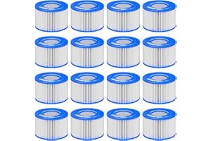 Macaberry Type Ⅵ Hot Tub Spa Filter Replacement Compatible with Lay-Z-Spa, Coleman SaluSpa 90352E 58323, Inflatable Hot Tub, Swimming Pool Pump Filter Type Ⅵ Cartridge, 16 Pack