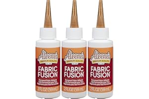 Aleene's Fusion Fabric Adhesive 2 fl oz 3-Pack, Washable Fabric Glue for Clothes, Denim, Leather, Patches, Polyester, Cotton,