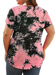 Plus Size Tie Dye Shirt Going Out Petal Sleeve