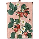 Strawberry and Daisy Theme Blanket Gifts for Women Girls, Soft Warm Lightweight Flannel Throw Blankets for Living Room Home Sofa Travel Decor 50" x 60"
