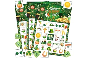 37pcs St. Patrick's Day Bingo Cards for Irish Party Games, St Patricks Day Bingo Cards for St Patricks Party Games Decoration