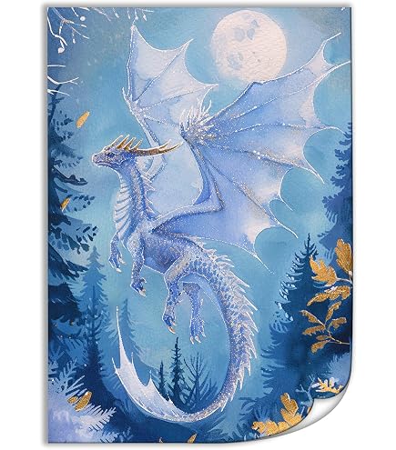 Amazon.com: Blue Dragon Canvas Wall Art, Mystic Asian Dragon