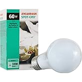 Sylvania Incandescent Spot-Gro 60W Grow Light Bulb, A19, Dimmable, 705 Lumens, Frosted, 2850K, Soft White - 1 Pack (12280)