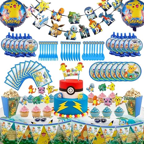 Amazon Co Jp パーティーポケモンテーマパーティー用品セット ピカチュウ誕生日デコレーション ポケモンパーティーデコレーション 子供カーニバルパーティー用品 デコレーション 146個セット おもちゃ