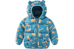 BFFBABY Winter Down Coats for Kids Baby Boys Girls Light Puffer Padded Jacket Bear Hoods Infant Outerwear