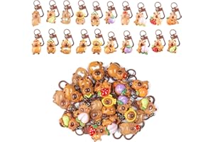 mkookm 20PCS Capybara Keychains Set - Capybara Party Favors Set for Kids & Adults, DIY Cute Animal Bag Charms, Birthday Goodie Bag Gifts (Brown)