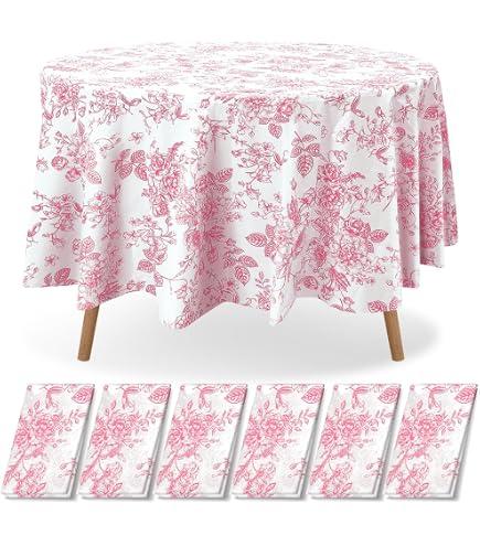 12 Pack Round Plastic Tablecloths – 70 Inch Diameter, Watercolor Flower Disposable Covers For Parties & Picnics