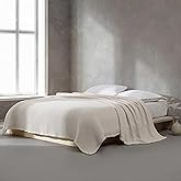 Calvin Klein - Queen Blanket, Premium Cotton Honeycomb Weave Bedding, Medium Weight Bed Blanket (Cotton Weave Off White, Queen)
