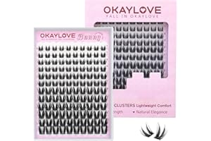 OKAYLOVE Manga Lash Clusters, BUNNY 8-18mm Natural Wispy Eyelash Clusters, 120pcs CC Curl Anime Individual Lashes Clear Band 